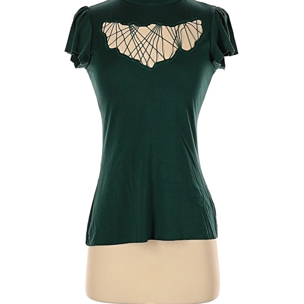 Akiko Dark Green Short Sleeve Top NWT
